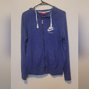 Nike Royal Blue Full-Zip Hoodie with White Logo